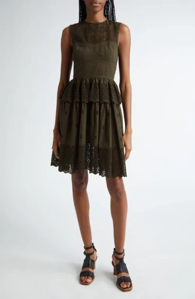 Ulla Johnson Jessa Embroidered Sleeveless Dress In Militaire