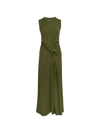 Ulla Johnson Jeune Ruffled Eyelet-embellished Midi Dress In Green