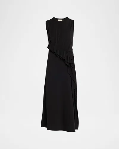 Ulla Johnson Jeune Ruffled Sleeveless Midi Dress In Black