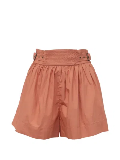 Pre-owned Ulla Johnson Jodi Belted Poplin Shorts In Orange
