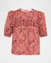 Ulla Johnson Jodie Puff-sleeve Blouse In Pink