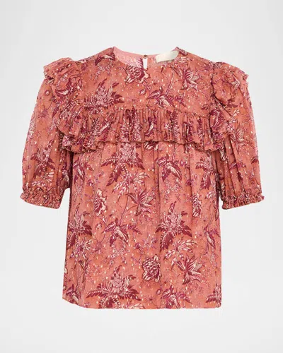 Ulla Johnson Jodie Puff-sleeve Blouse In Pink