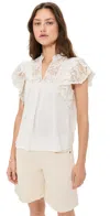 Ulla Johnson Jolie Flutter Sleeve Top Pristine