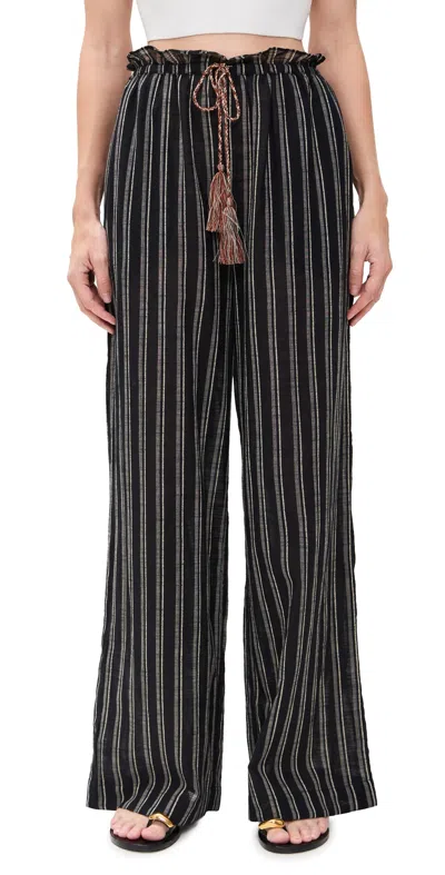 Ulla Johnson Josephine Coverup Pants Noir Stripe In Black