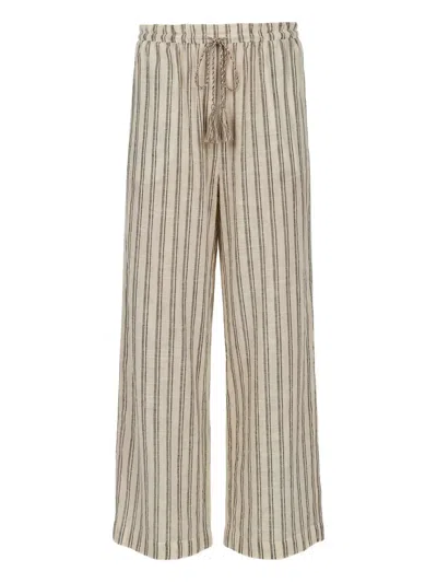 Ulla Johnson Josephine Striped Tassel Trousers In Neutral