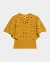 Ulla Johnson Josie Cape-sleeve Knit Top In Yellow