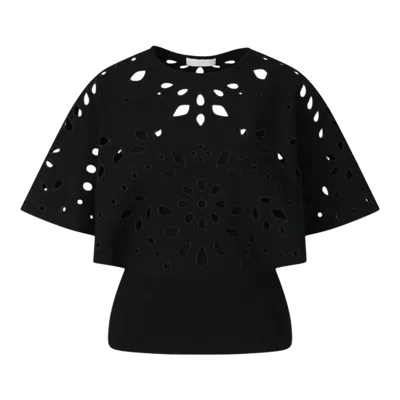 Ulla Johnson Josie Cape Sleeve Knit Top In Black