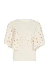 Ulla Johnson Josie Cape Sleeve Knit Top In Ivory