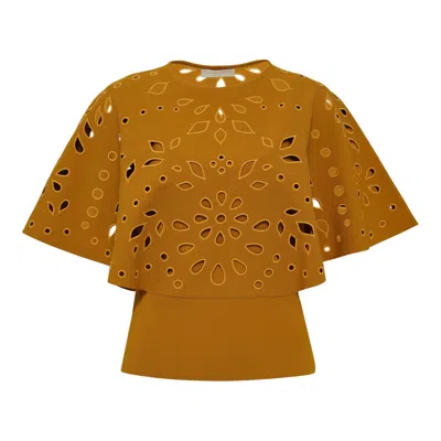 Ulla Johnson Josie Cape Sleeve Knit Top In Orange