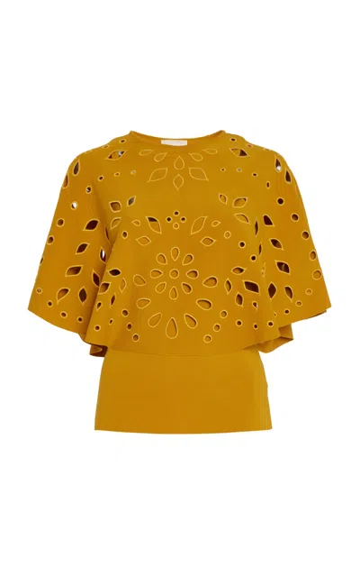 Ulla Johnson Josie Cape Sleeve Knit Top In Yellow