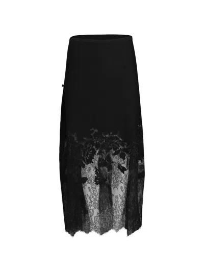 Ulla Johnson Josina Lace-trim Midi Skirt In Black