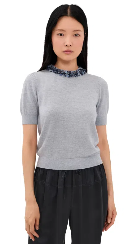 Ulla Johnson Jude Embellished Blouse Ash In Gray