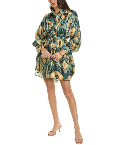 Ulla Johnson Jude Printed Silk-satin Mini Shirt Dress In Saffron
