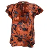 Ulla Johnson Jules Floral-print Blouse In Orange Cotton