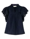 Ulla Johnson Julie Futter-sleeve Blouse In Blue