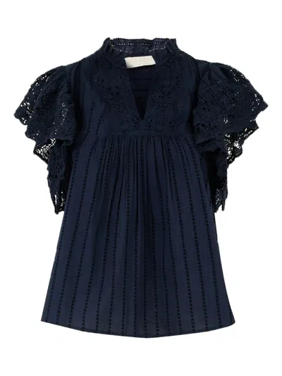 Ulla Johnson Julie Futter-sleeve Blouse In Blue