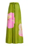 Ulla Johnson Julien Printed Silk Wide-leg Pants In Green