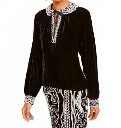 Ulla Johnson Julien Velvet Top In Obsidian In Black