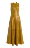 Ulla Johnson Juliette Leather Midi Dress In Olive