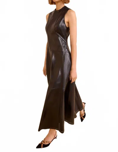 Ulla Johnson Juliette Leather Sleeveless Dress In Noir In Black