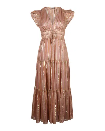 Ulla Johnson Justyne Tiered Midi Dress In Pink Silk
