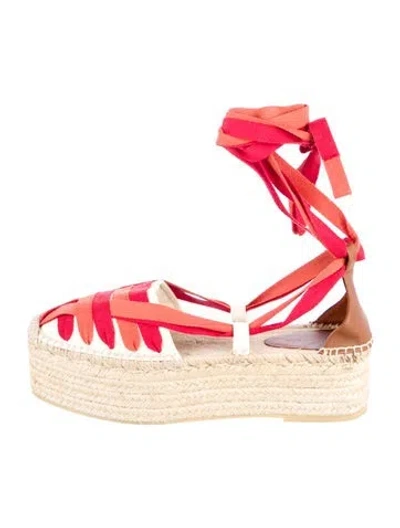 Pre-owned Ulla Johnson Jute Colorblock Pattern D'orsay Pumps In Orange