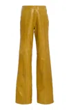 Ulla Johnson Kadin Leather Mid Rise Pants In Olive