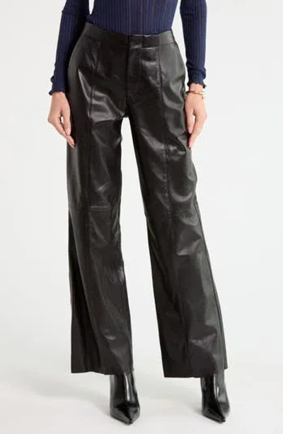 Ulla Johnson Kadin Mid Rise Straight Leg Leather Pants In Black