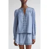 Ulla Johnson Kady Long Sleeve Blouse Chambray In Blue
