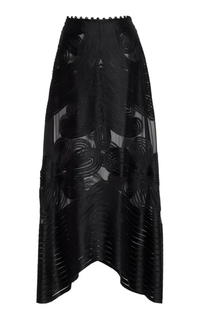 Ulla Johnson Kaelyn Ribbon-embroidered Silk Maxi Skirt In Black