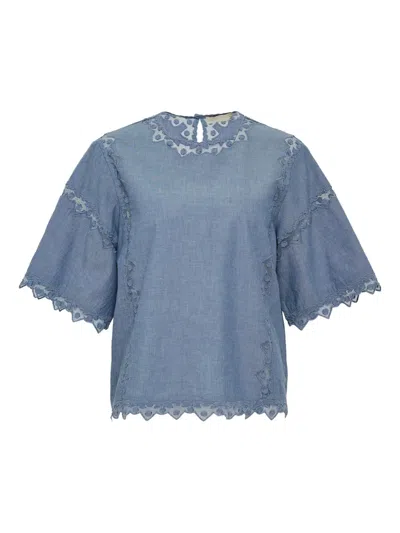 Ulla Johnson Kai Short-sleeve Top In Blue