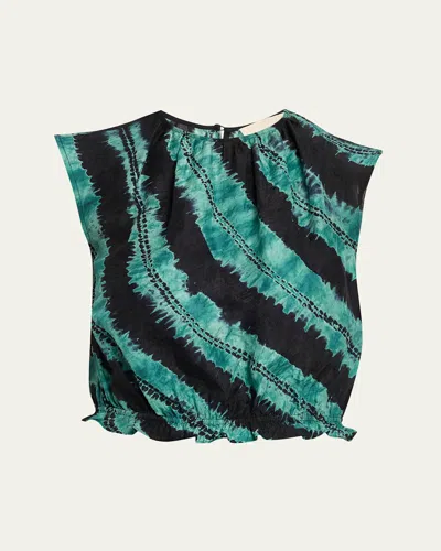 Ulla Johnson Kaia Shibori Tie-dye Top In Blue