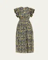 Ulla Johnson Kairi Flutter-sleeve Midi Dress