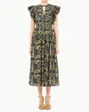 Ulla Johnson Kairi Flutter Sleeve Midi Dress In Luna In Multi