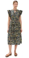 Ulla Johnson Kairi Flutter-sleeve Midi Dress