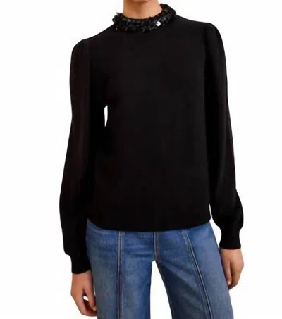 Ulla Johnson Kalani Embroidered Sweater In Black