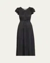 Ulla Johnson Kalesta Pleated Ruffle Mini Dress In Noir
