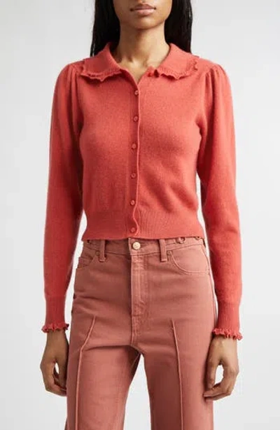 Ulla Johnson Kalila Collared Cashmere Cardigan In Coral