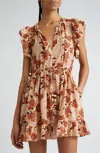 Ulla Johnson Kalina Floral Flutter Sleeve Cover-up Minidress In Multi