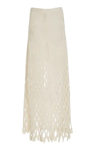 Ulla Johnson Kalista Crocheted Cotton Maxi Skirt In White