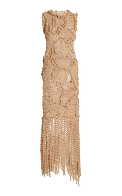 Ulla Johnson Kamari Crocheted Italian Cotton Midi Dress In Neutral