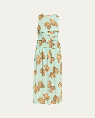 ULLA JOHNSON KAMARIA SLEEVELESS GATHERED MIDI DRESS
