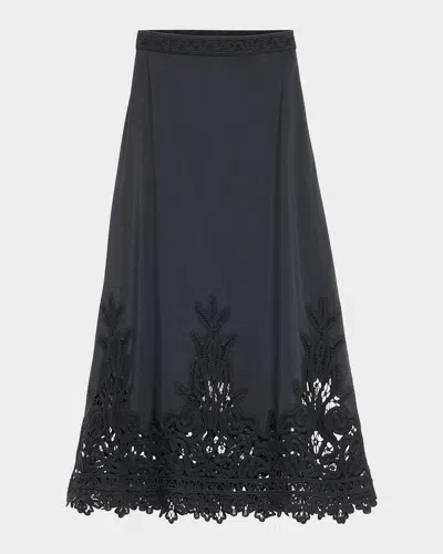 Ulla Johnson Karlyn A-line Lace Trim Skirt In Blue