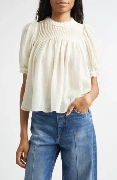 Ulla Johnson Karlyn Pintuck Wool Trapeze Top In Brown