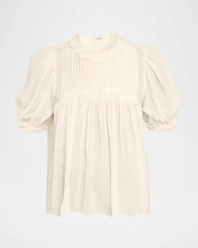 Ulla Johnson Karlyn Puff-sleeve Top In Neutral