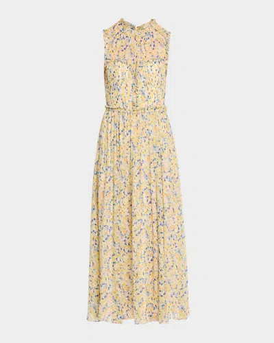 Ulla Johnson Kasia Floral Silk Chiffon Midi Dress In Neutral