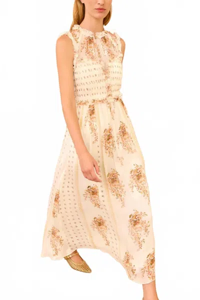 Ulla Johnson Kasia Sleeveless Midi Dress In Alabaster In Brown