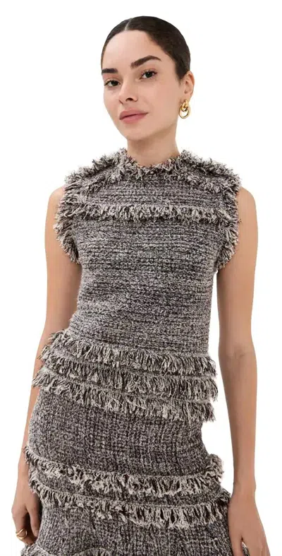 Ulla Johnson Kassi Knit Tweed Sleeveless Top In Dawn In Gray