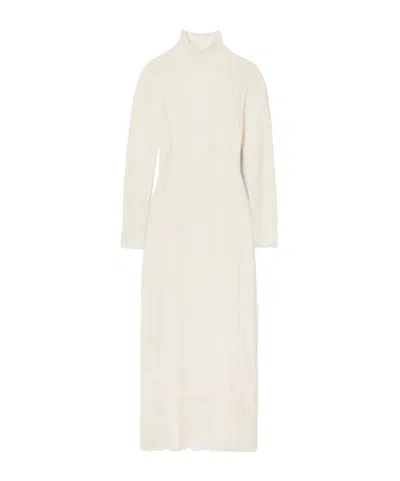 Ulla Johnson Kassia Pointelle-knit Alpaca-blend Turtleneck Maxi Dress In White