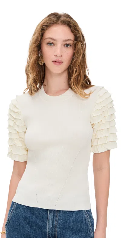 Ulla Johnson Kassia Puff-sleeve T-shirt In White